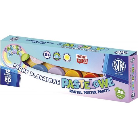 Farby plakatowe Astra 20ml pastelowe x12 kolorów