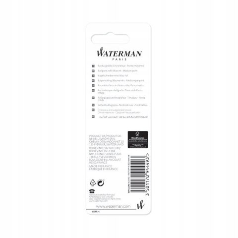 Wkład do długopisu WATERMAN niebieski M S0944490 Wkład do długopisu WATERMAN niebieski M S0944490