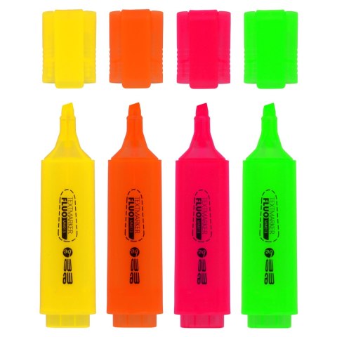 Zakreślacze MEMOBE neonowe 4 kolory w etui MM013-99