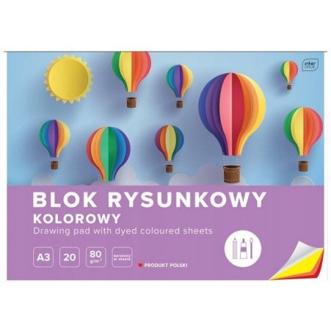 Blok rysunkowy kolorowy A3 20k INTERDRUK Blok rysunkowy kolorowy A3 20k INTERDRUK