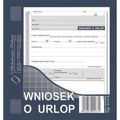 513-4 WU Wniosek o udzielenie urlopu 2/3 A5 Michalczyk i Prokop