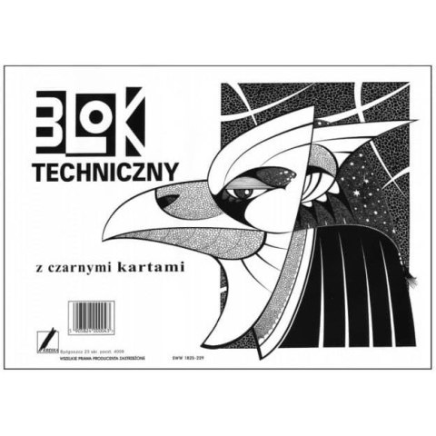 Blok techniczny A4 10k czarne kartki KRESKA Blok techniczny A4 10k czarne kartki KRESKA