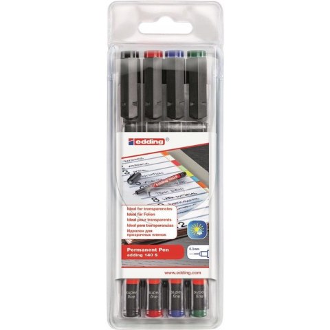 Markery niezmywalne do folii 4 kol. 0,3mm 140S/4S ED EDDING Markery niezmywalne do folii 4 kol. 0,3mm 140S/4S ED EDDING