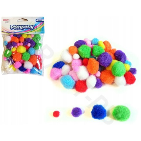 Pompony akryl mix kolorów i rozm. 78szt. POM08 BREWIS Pompony akryl mix kolorów i rozm. 78szt. POM08 BREWIS