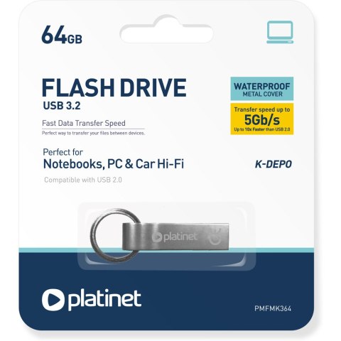 Pamięć USB-A 64GB PLATINET K-DEPO USB 3.2 metalowy wodoodporny (45783)
