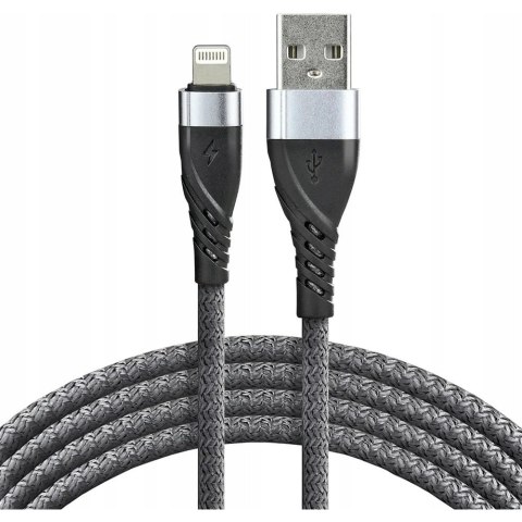 Kabel USB-A -> Lightning 1m 2,4A pleciony szary EVERACTIVE (CBB-1IG) Kabel USB-A -> Lightning 1m 2,4A pleciony szary EVERACTIVE (CBB-1IG)