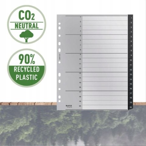 Przekładki Recycle 1 - 20, A4, PP, czarne 12110000 LEITZ Przekładki Recycle 1 - 20, A4, PP, czarne 12110000 LEITZ