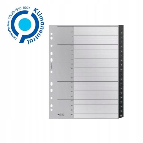 Przekładki Recycle 1 - 20, A4, PP, czarne 12110000 LEITZ Przekładki Recycle 1 - 20, A4, PP, czarne 12110000 LEITZ