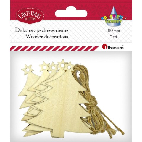 Drewniane zawieszki choinki 71x80mm + sznurek jutowy 5szt. 487300 TITANUM Drewniane zawieszki choinki 71x80mm + sznurek jutowy 5szt. 487300 TITANUM