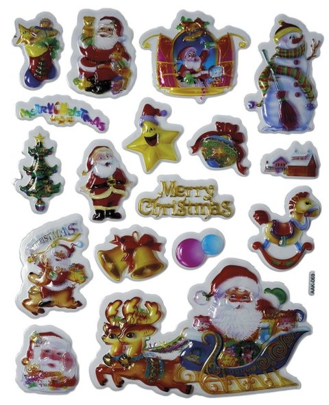 Naklejki wypukłe Mikołaje, bałwanek, sanie, prezenty, napis Merry Christmas 17szt. 487018 TITANUM Naklejki wypukłe Mikołaje, bałwanek, sanie, prezenty, napis Merry Christmas 17szt. 487018 TITANUM