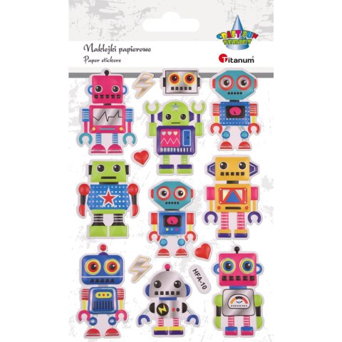 Naklejki wypukłe ROBOTY 14szt. 496280 TITANUM Naklejki wypukłe ROBOTY 14szt. 496280 TITANUM