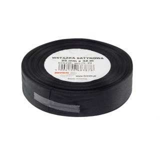 Wstążka satynowa 25mm/32m czarna BREWIS