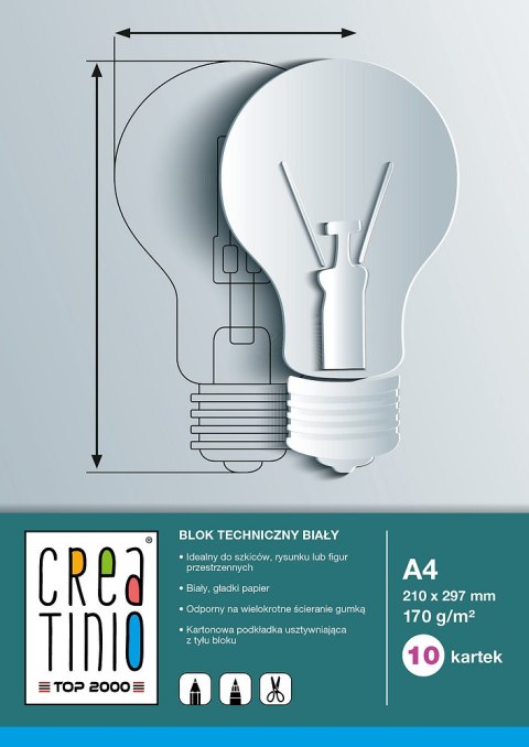 Blok rysunkowy A3 10k 80g kolorowy CREATINIO 400176666 TOP 2000 Blok rysunkowy A3 10k 80g kolorowy CREATINIO 400176666 TOP 2000