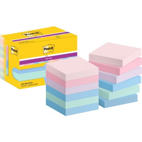 Karteczki samoprzylepne Post-it Super Sticky SOULFUL 47,6x47,6mm 12x90 karteczek Karteczki samoprzylepne Post-it Super Sticky SOULFUL 47,6x47,6mm 12x90 karteczek