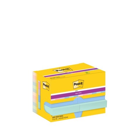 Karteczki samoprzylepne Post-it Super Sticky SOULFUL 47,6x47,6mm 12x90 karteczek Karteczki samoprzylepne Post-it Super Sticky SOULFUL 47,6x47,6mm 12x90 karteczek