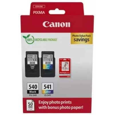 Tusz CANON (PG-540+CL-541/5225B013AA) czarny 8ml + kolor 8ml (2szt) + papier foto (50szt) Tusz CANON (PG-540+CL-541/5225B013AA) czarny 8ml + kolor 8ml (2szt) + papier foto (50szt)