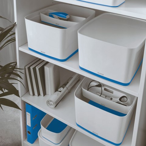 Pojemnik MyBOX duży z pokrywką biało-niebieski LEITZ 52161036 Pojemnik MyBOX duży z pokrywką biało-niebieski LEITZ 52161036