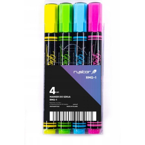 Marker kredowy do szkła RMG-1/CDPG 4szt. etui 463-227 RYSTOR Marker kredowy do szkła RMG-1/CDPG 4szt. etui 463-227 RYSTOR