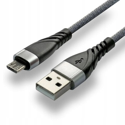 Kabel USB-A -> microUSB 1m 2,4A pleciony szary EVERACTIVE (CBB-1MG) Kabel USB-A -> microUSB 1m 2,4A pleciony szary EVERACTIVE (CBB-1MG)
