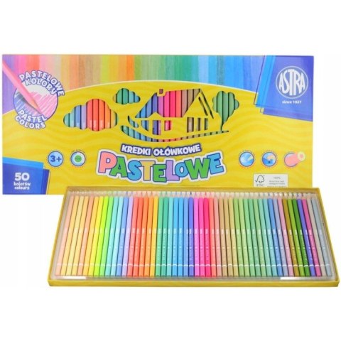 Kredki pastelowe okrągłe grafit XXL 4mm 50 kolorów 312121004 ASTRA Kredki pastelowe okrągłe grafit XXL 4mm 50 kolorów 312121004 ASTRA