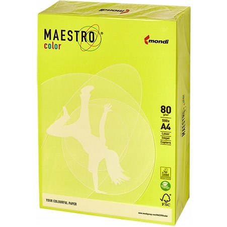 Papier ksero A4 80g MAESTRO COLOR NEOGB – 500 arkuszy, jaskrawy żółty odcień