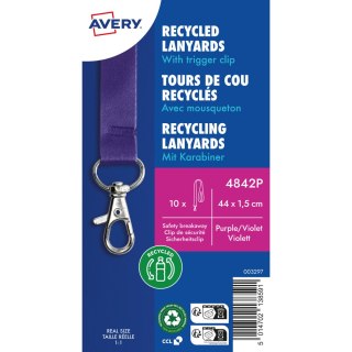 Smycz z karabińczykiem (10 sztuk) 440x15mm fiolet 4842P AVERY