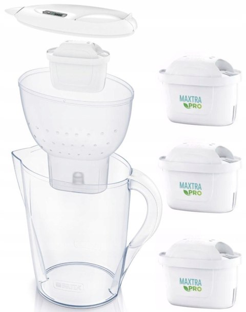 Dzbanek filtrujący BRITA Marella biały 2,4l + 3szt filtr do wody Maxtra Pro Pure Performance