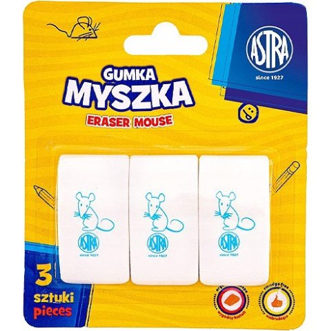 Gumka do ścierania MYSZKA blister (3 sztuki) 403022009 ASTRA Gumka do ścierania MYSZKA blister (3 sztuki) 403022009 ASTRA