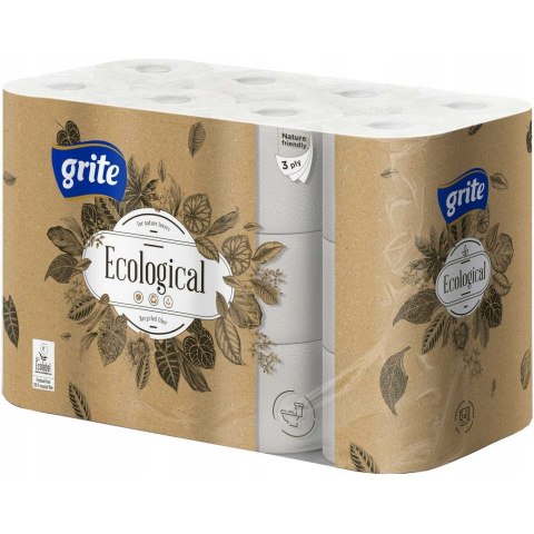 Papier toaletowy (24 rolki) GRITE Ecological 3 warstwy 135 listków Papier toaletowy (24 rolki) GRITE Ecological 3 warstwy 135 listków