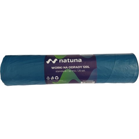Worki na śmieci 120L 32mic LDPE standard NATUNA (25szt) niebieskie Worki na śmieci 120L 32mic LDPE standard NATUNA (25szt) niebieskie