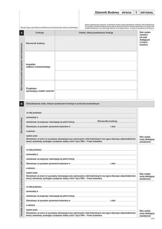 603-S11 Dziennik budowy (10kpl.) A4 oryginał + kopia Michalczyk i Prokop
