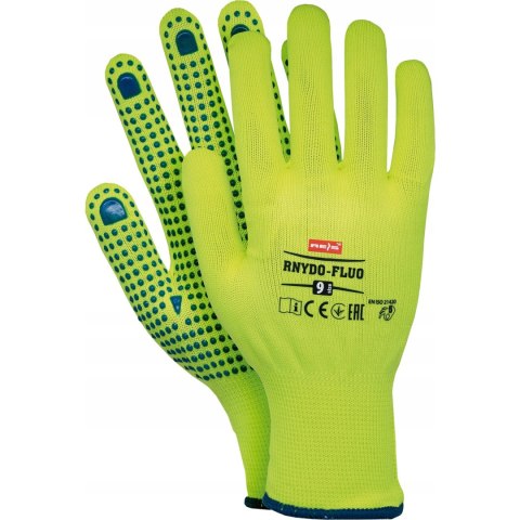 Rękawice REIS RNYDO-FLUO SE poliestrowe nakrapiane pcv seledynowe fluorescencyjne roz.10/XL Rękawice REIS RNYDO-FLUO SE poliestrowe nakrapiane pcv seledynowe fluorescencyjne roz.10/XL