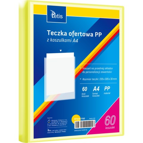 Teczka ofertowa A4 PP 60 koszulek ŻÓŁTA BT630-Y60 TETIS Teczka ofertowa A4 PP 60 koszulek ŻÓŁTA BT630-Y60 TETIS