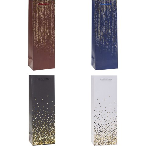 Torebka prezentowa 12x36x9cm na butelkę HS TBG-24029-BB ROZETTE Torebka prezentowa 12x36x9cm na butelkę HS TBG-24029-BB ROZETTE