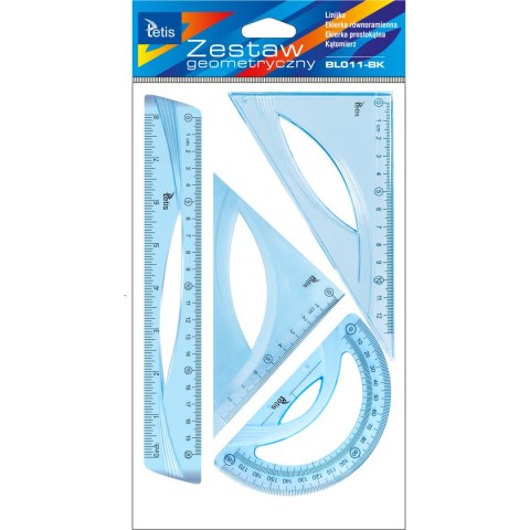 Zestaw geometryczny z linijką 20cm NIEBIESKI BL011-BK TETIS Zestaw geometryczny z linijką 20cm NIEBIESKI BL011-BK TETIS