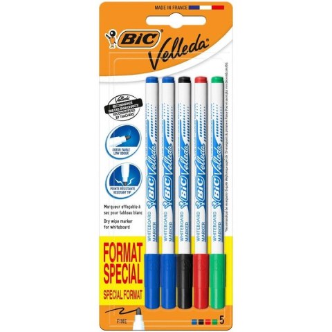 Marker Velleda suchościeralny mix 5 kolorów okrągła końcówka F 9126451 BIC Marker Velleda suchościeralny mix 5 kolorów okrągła końcówka F 9126451 BIC