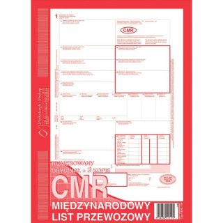 CMR MIĘDZYNARODOWY LIST PRZEWOZOWY A4 (O+3K) NUMEROWANY