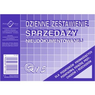 DZIENNE ZESTAWIENIE SPRZEDAŻY KSIĘGOWO NIEUDOKUMENTOWANEJ