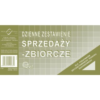 DZIENNE ZESTAWIENIE SPRZEDAŻY - ZBIORCZE 1/3 A4