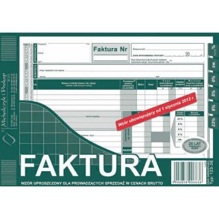 FAKTURA BRUTTO (UPROSZCZONA) A5 (O+1K)