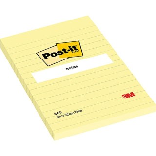 KARTECZKI POST-IT 102x152mm LINIE ŻÓŁTE 100szt