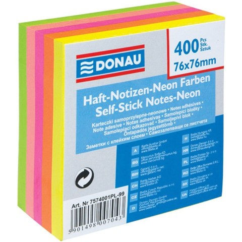 Karteczki Donau 76x76mm 5 kolorów 400szt