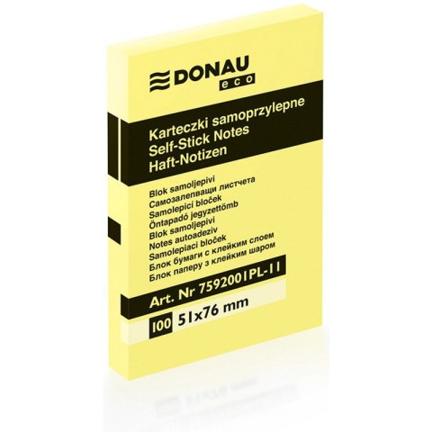 Karteczki Donau Eco 51x76mm żółte (100)