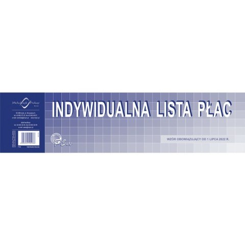 INDYWIDUALNA LISTA PŁAC 1/3 A3