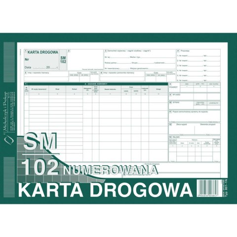 KARTA DROGOWA - SAMOCHÓD CIĘŻAROWY A4 NUMEROWANA
