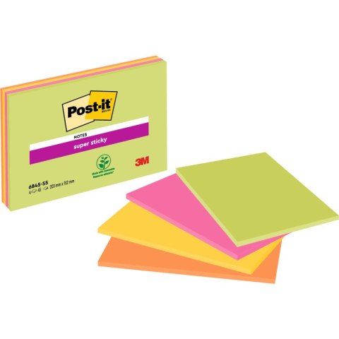 KARTECZKI POST-IT SUPER STICKY 152x203mm 4 KOLORY (4x45)