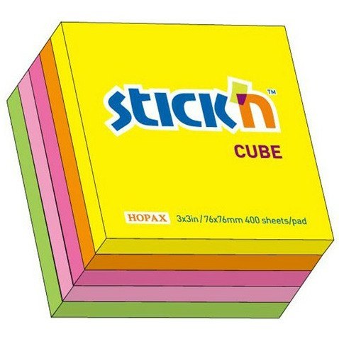 KARTECZKI STICK'N 76*76mm 5 KOLORÓW NEON 400szt