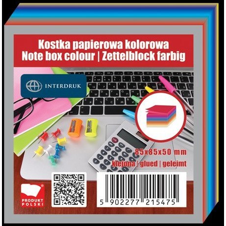 KOSTKA PAPIEROWA 85x85x50mm KLEJONA KOLOR