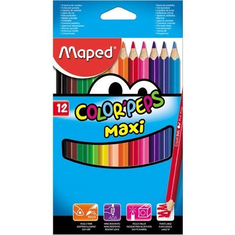 KREDKI TRÓJKĄTNE MAPED MAXI 12 KOLORÓW
