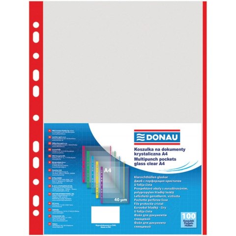 Koszulki Donau A4/40µm (brzeg czerwony) groszkowe 100szt